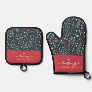 Set De Manoplas Delantal de Navidad para familia | Ramas verdes es