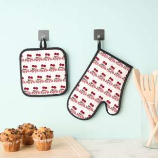 Set De Manoplas Delantal Mama Cherry – Divertido Delantal de Cocin