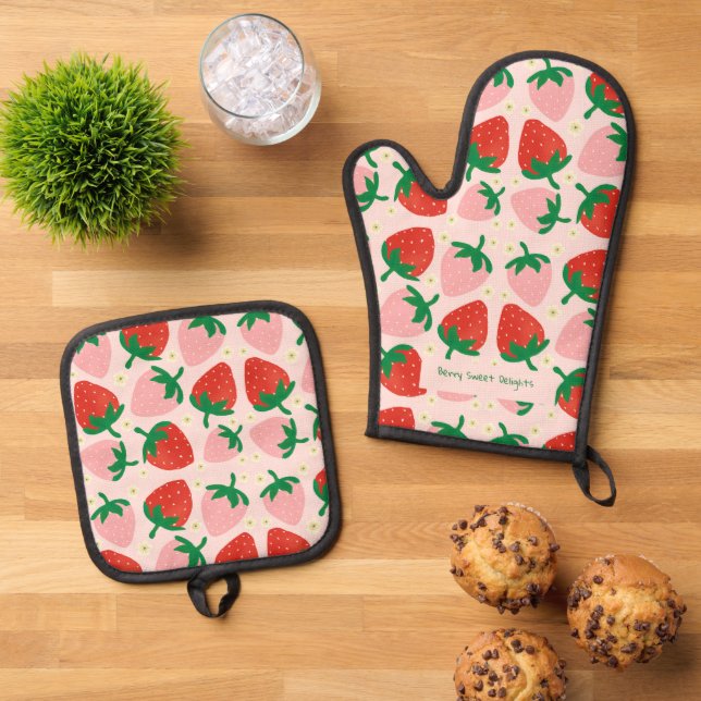 Set De Manoplas Delicias Dulces de Frutas  Rosa Suave (De arriba hacia abajo)
