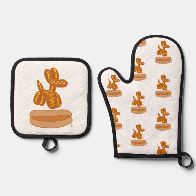 Set De Manoplas Delicioso Globo Perro Caliente Dibujo Animado Dive (Anverso)