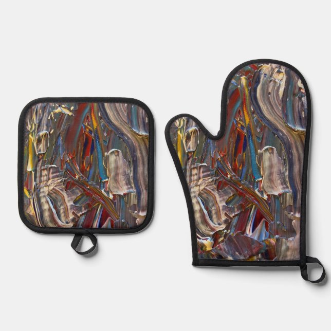 Set De Manoplas Deseando Mitones de Horno Azules (Anverso)