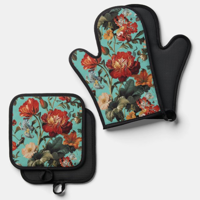 Set De Manoplas Deslumbramiento floral botánico (Anverso/Reverso)