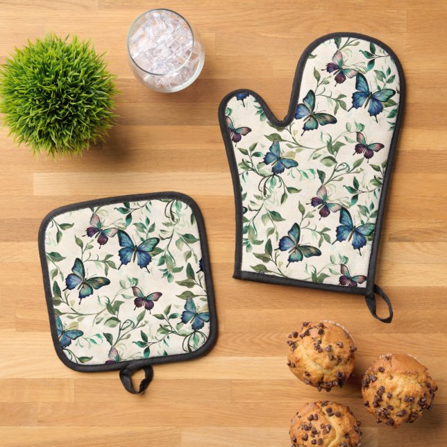Set De Manoplas Despedida de Soltera de Mariposas Azules Lindas (De arriba hacia abajo)