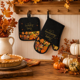 Set De Manoplas Día de Acción de Gracias Cosecha de Otoño Feliz