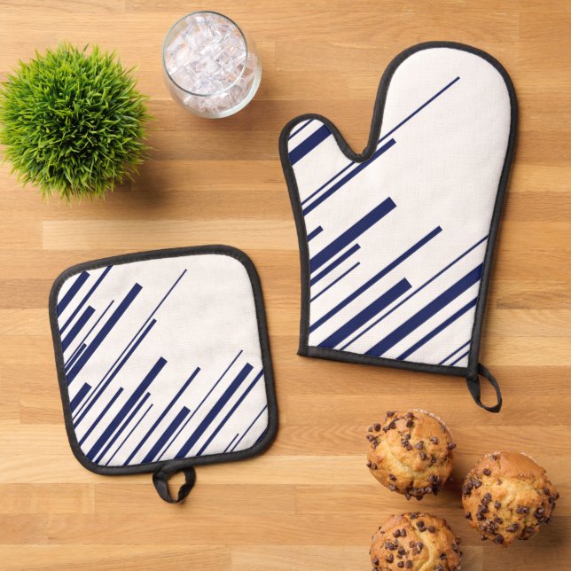 Set De Manoplas Diagonales en azul y blanco (De arriba hacia abajo)