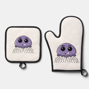 Set De Manoplas Dibujo animado de amigo de jalea lila