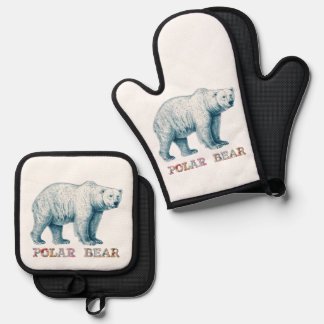 Set De Manoplas Dibujo antiguo del oso polar