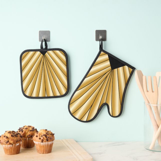 Set De Manoplas Diseño Art Deco de Oro (Insitu (colgante))
