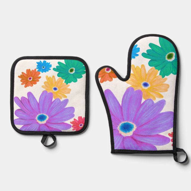 Set De Manoplas Diseño audaz de flor en negrita (Anverso)