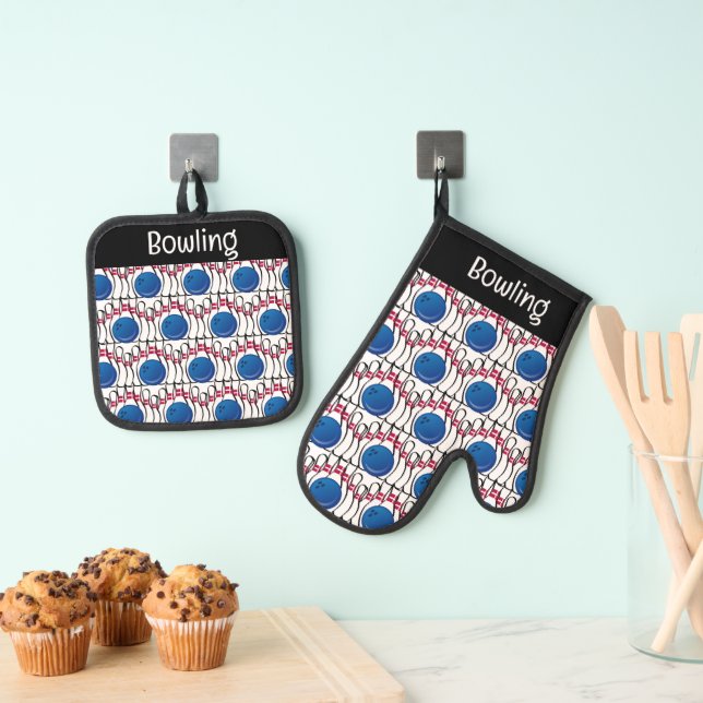 Set De Manoplas Diseño de boliche Oven Mitt y Pot Holders (Insitu (colgante))