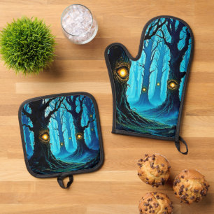 Set De Manoplas Diseño de bosque de ojos de fantasía oscura