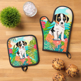 Set De Manoplas Diseño de cachorros de paraíso