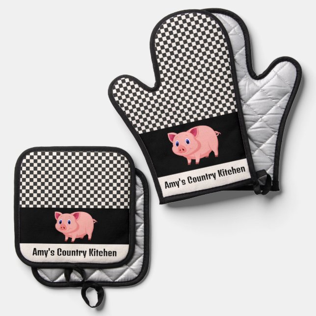 Set De Manoplas Diseño de cerdos rosados (Anverso/Reverso)