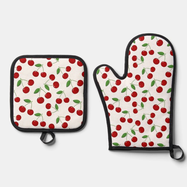 Set De Manoplas Diseño de cerezas (Anverso)