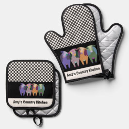 Set De Manoplas Diseño de cuatro vacas