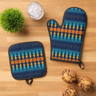 Set De Manoplas Diseño de estilo de manta de silla Southwest Sunse