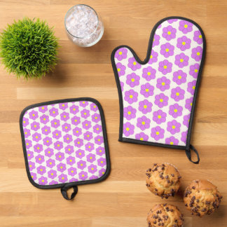 Set De Manoplas Diseño de flores moradas