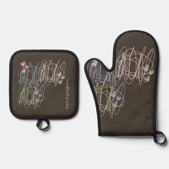 Set De Manoplas Diseño de garabatos en curso (Anverso)