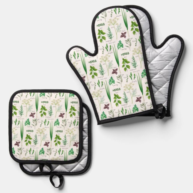 Set De Manoplas Diseño de hierbas (Anverso/Reverso)