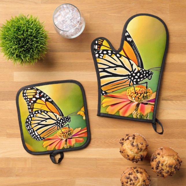Set De Manoplas Diseño de mariposa monarca (De arriba hacia abajo)