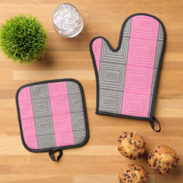 Set De Manoplas Diseño de palangreros rosados y grises