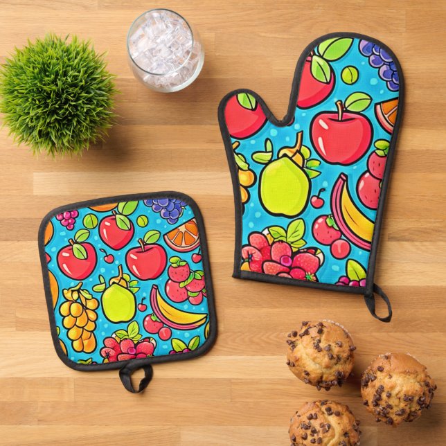 Set De Manoplas Diseño de Patrón Fructífero (De arriba hacia abajo)