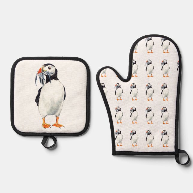 Set De Manoplas Diseño de Puffin (Anverso)