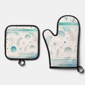 Set De Manoplas Diseño de puntos y follaje de Aqua