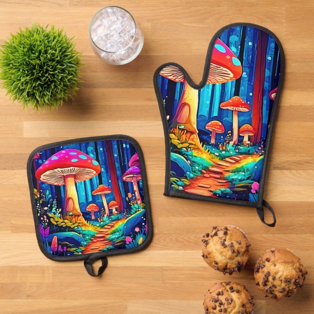 Set De Manoplas Diseño de trazado de hongos mágicos (De arriba hacia abajo)