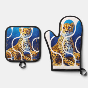 Set De Manoplas Diseño de Vida Silvestre de Madre y Cachorro de Gu