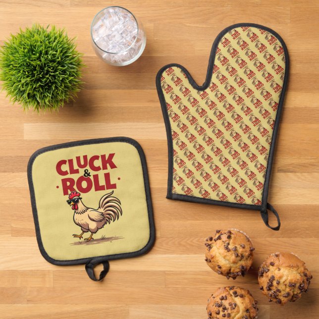Set De Manoplas Diseño divertido de Personalizados de Guay "Cluck  (De arriba hacia abajo)