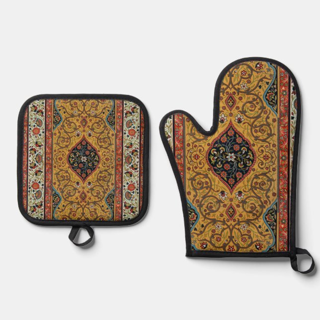 Set De Manoplas Diseño elegante de alfombra persa antigua (Anverso)