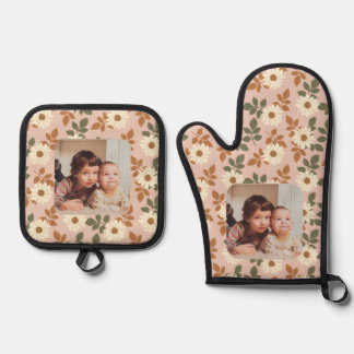 Set De Manoplas Diseño floral elegante con foto personalizado