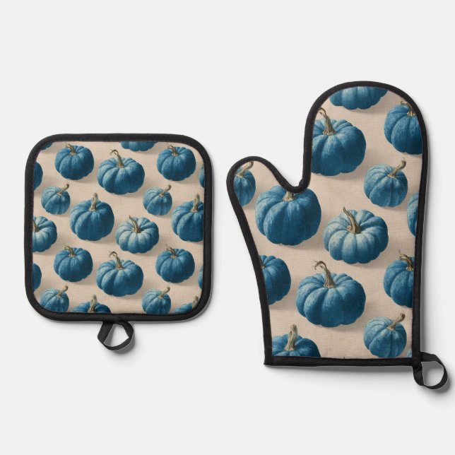 Set De Manoplas Diseño moderno de caída de calabaza azul (Anverso)