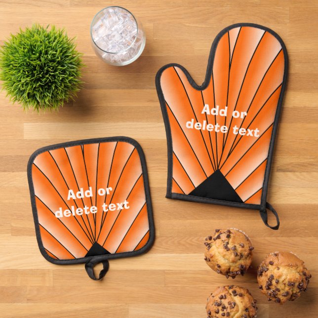 Set De Manoplas Diseño naranja Art Deco Personalizado (De arriba hacia abajo)