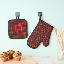 Set De Manoplas Diseño Red Tartan Plaid