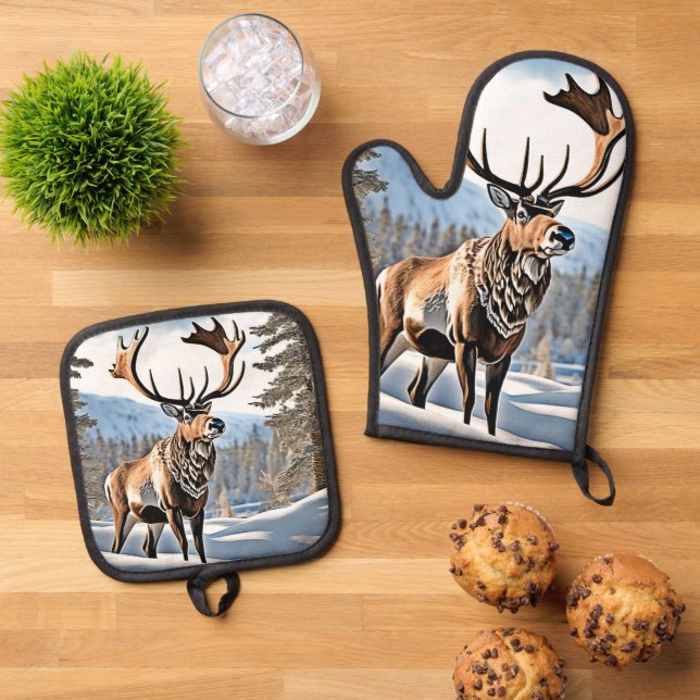 Set De Manoplas Diseño salvaje de renos canadienses (De arriba hacia abajo)