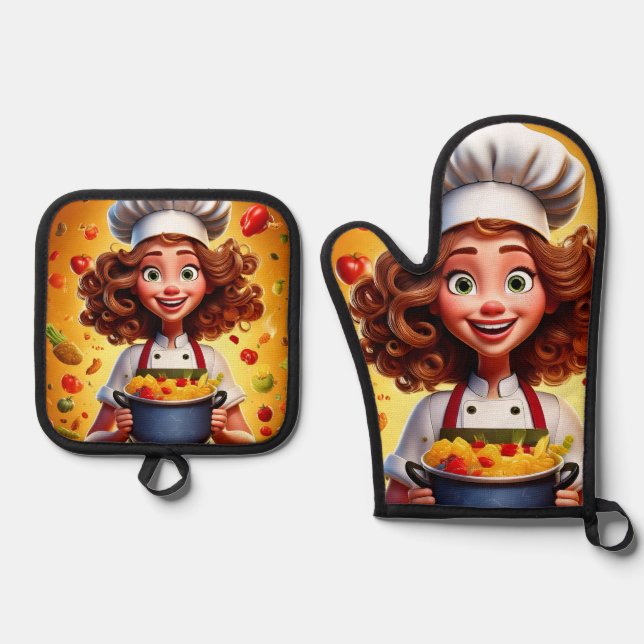 Set De Manoplas Diseños únicos y modernos Oven Mitt y Pot Holder (Anverso)