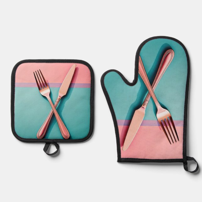 Set De Manoplas Diseños únicos y modernos Oven Mitt y Pot Holder (Anverso)