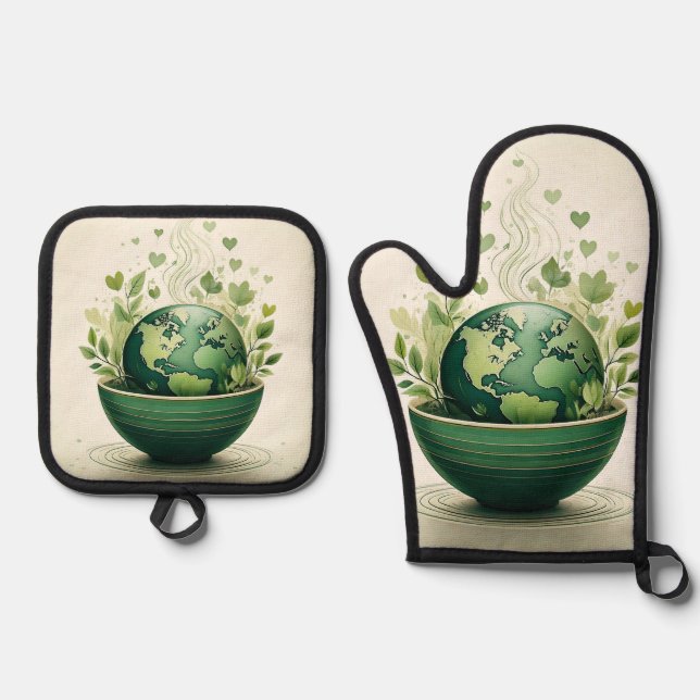 Set De Manoplas Diseños únicos y modernos Oven Mitt y Pot Holder (Anverso)