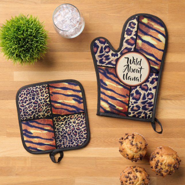 Set De Manoplas ¡Diversión Nana Gift! Oven Mitt y Pot Holders (De arriba hacia abajo)