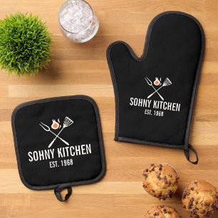 Set De Manoplas Divertido BBQ Barbacoa Personalizada Cocina Comedo