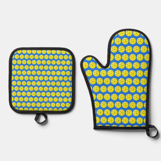 Set De Manoplas Diviértete con Amarillo en Impresión de Pickleball (Anverso)