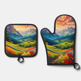 Set De Manoplas Dolomitas de estilo vintage Arte Poster de Italia