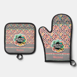 Set De Manoplas Doodle Healthy Food Kitchen Knife Sticker