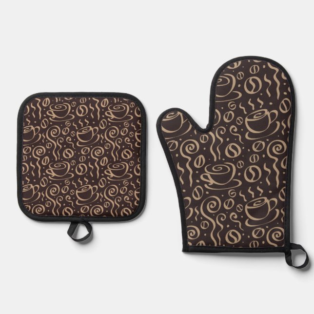 Set De Manoplas Doodles de café (Anverso)