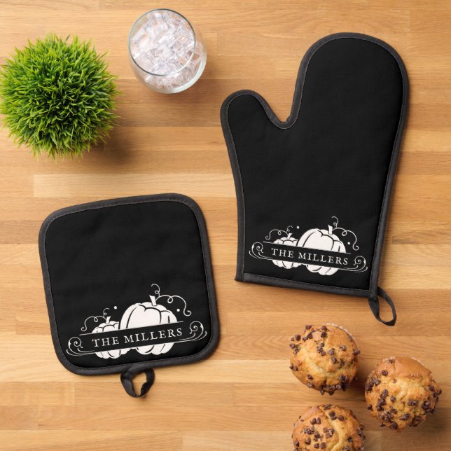 Set De Manoplas Dos calabazas blancas personalizadas (De arriba hacia abajo)