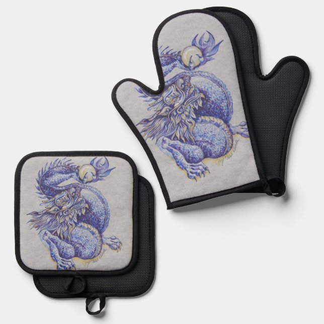 Set De Manoplas Dragón azul (Anverso/Reverso)