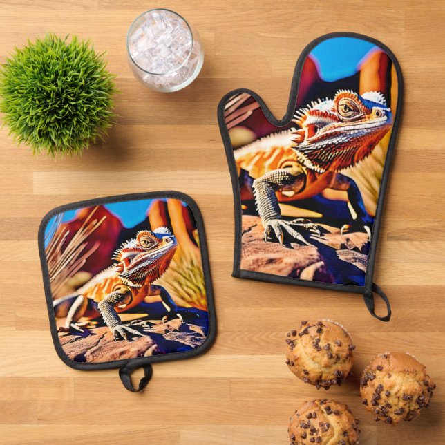 Set De Manoplas Dragón con barba del desierto (De arriba hacia abajo)