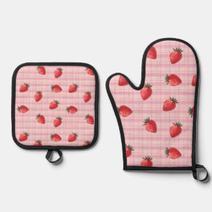 Set De Manoplas Duraznificar Gingham de Fresa